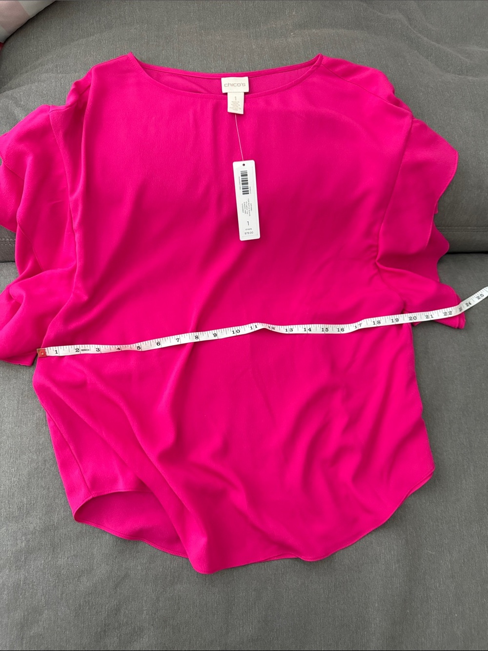 Chico's Hot Pink Ruffle Sleeve Blouse - Picture 9 of 9